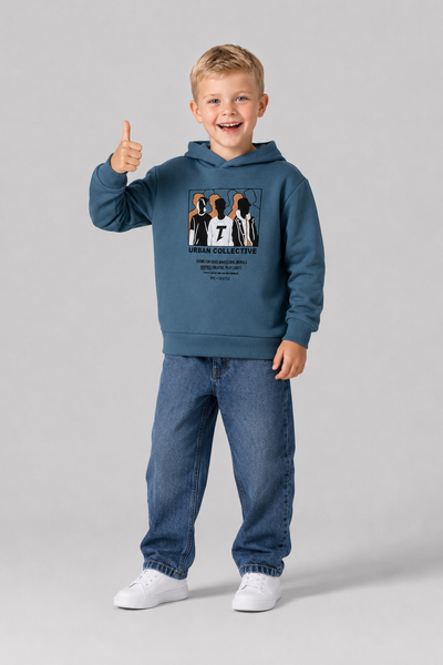 Tuffy Urban Collective Baskılı Erkek Çoçuk Kapüşonlu Sweatshirt-0575 - Kahve