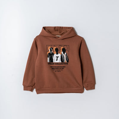 Tuffy Urban Collective Baskılı Erkek Çoçuk Kapüşonlu Sweatshirt-0575 - Kahve