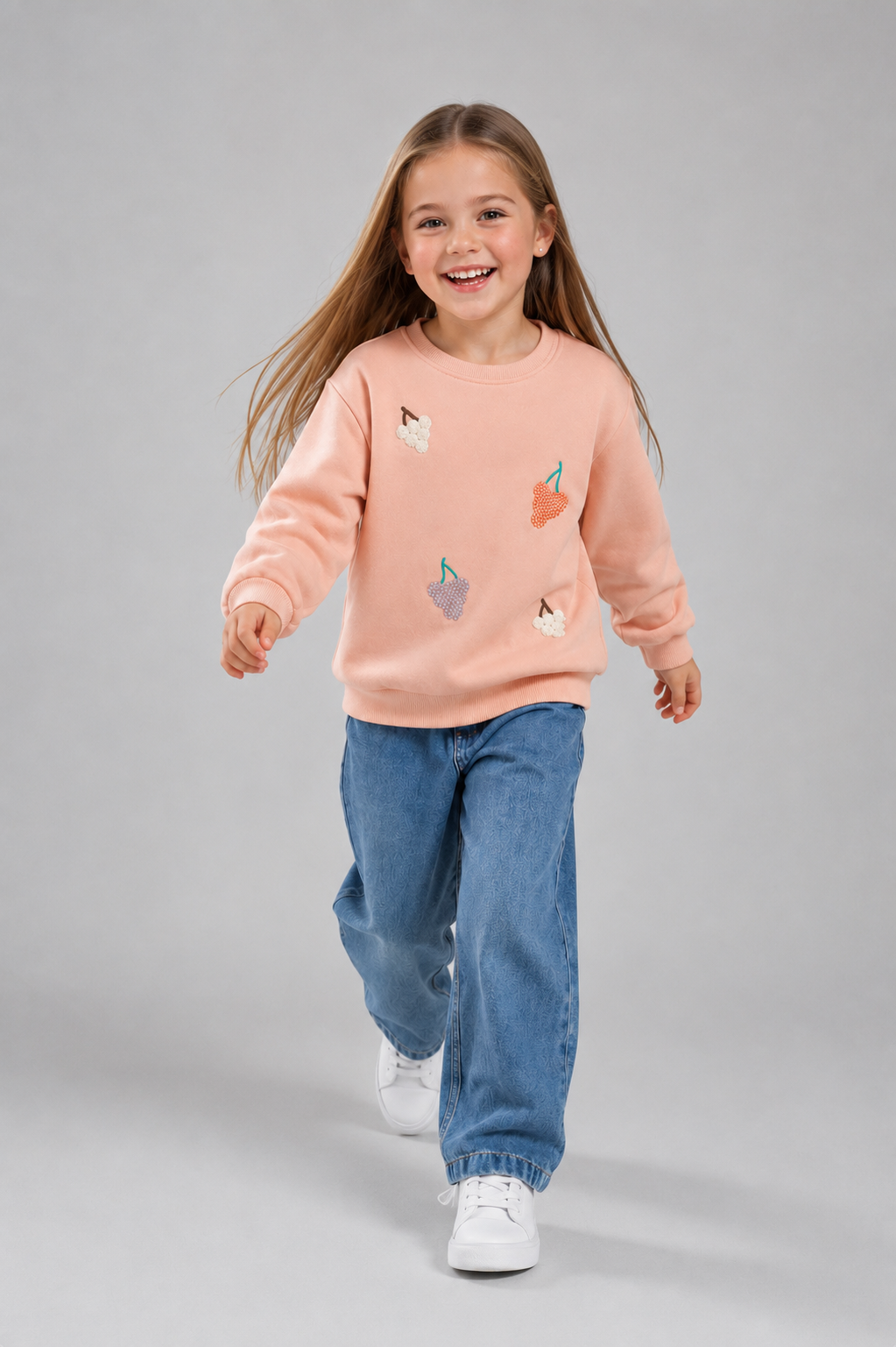 Tuffy Sweatshirt Copilă Șardonat Tematic Struguri-01595 - Ecru