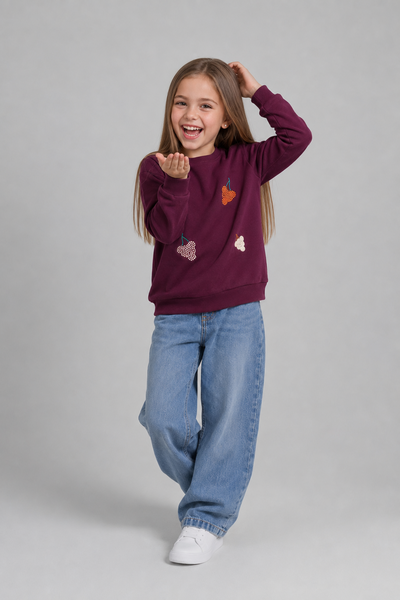 Tuffy Sweatshirt Copilă Șardonat Tematic Struguri-01595 - Negru