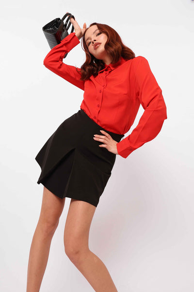 En Gros Bluza Ajustata Rosu