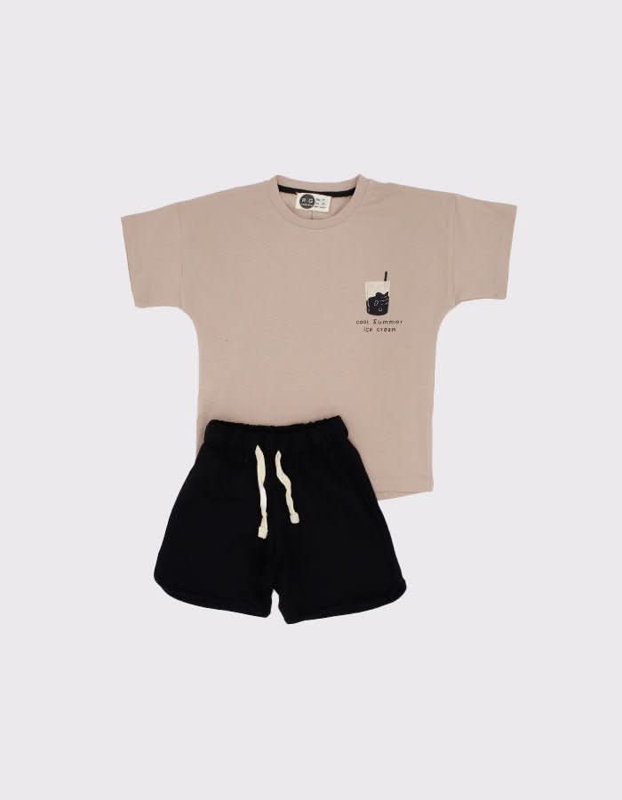 Unisex Çocuk %100 Pamuk Tişört Şort Takımı | 3–9 Yaş | RG Brand | RG1559 - MAVİ