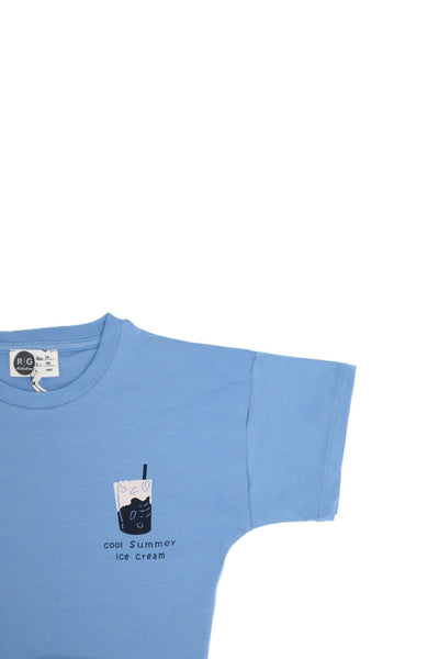 Unisex Çocuk %100 Pamuk Tişört Şort Takımı | 3–9 Yaş | RG Brand | RG1559 - MAVİ