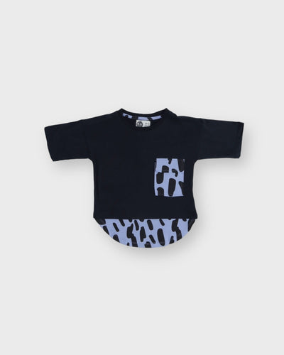 Çocuk Leopar Desenli Cepli Tişört | 3–9 Yaş | RG Brand | RG1339 - MAVİ