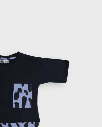 Çocuk Leopar Desenli Cepli Tişört | 3–9 Yaş | RG Brand | RG1339 - MAVİ