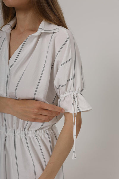 Rochie cu Elastic la Talie - Alb