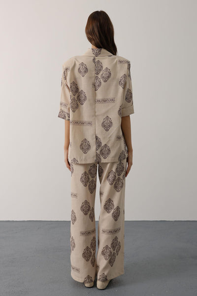 SET OVERSIZE DESEN ETNIC - Ecru