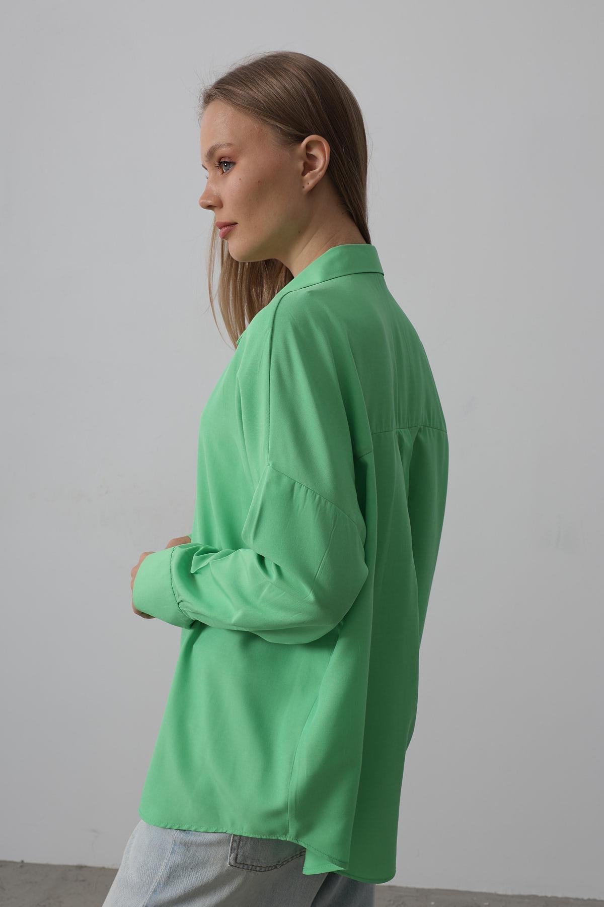 Cămașă cu Manșetă Largă Detaliată - Verde Deschis