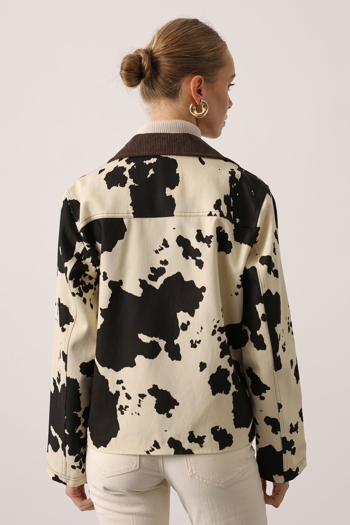 JACHETĂ DIN VELUR LEOPARD - MODEL IMPRIMAT