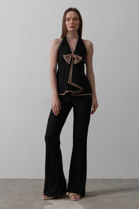 Set Tricot cu Detaliu Fundă - Negru