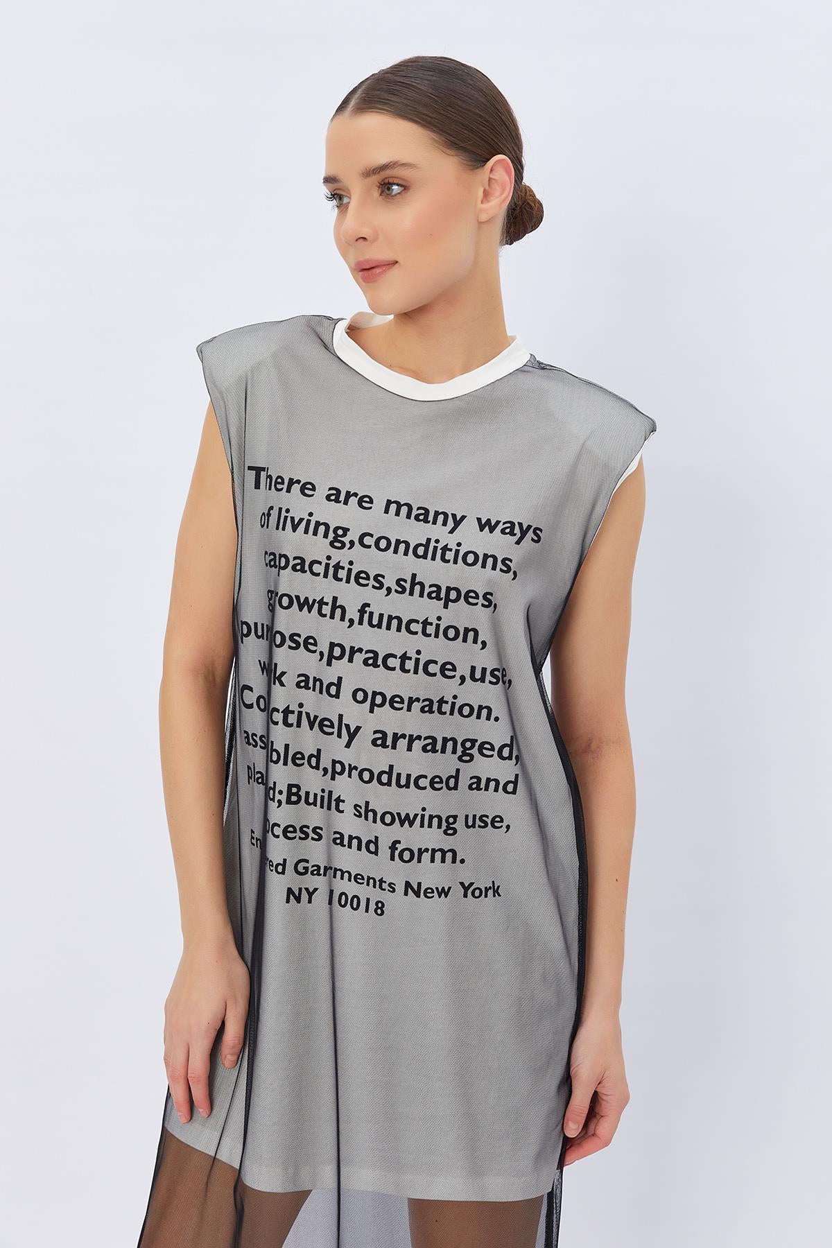 Rochie Tul Imprimata - ECRU