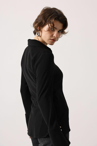 BLUZA AJUSTATĂ LA CORP - Negru