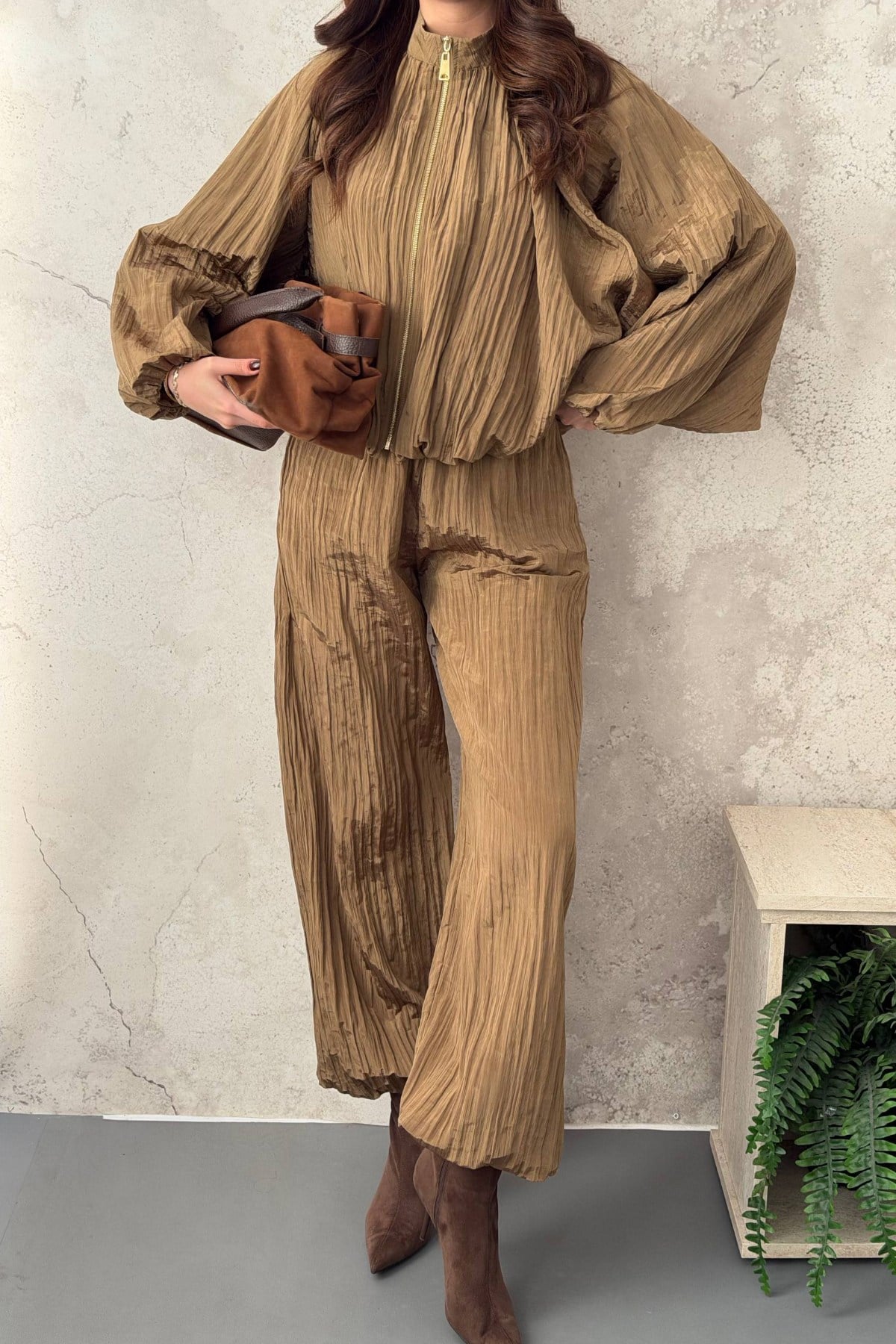 Set de două piese din piele Mink Gattered