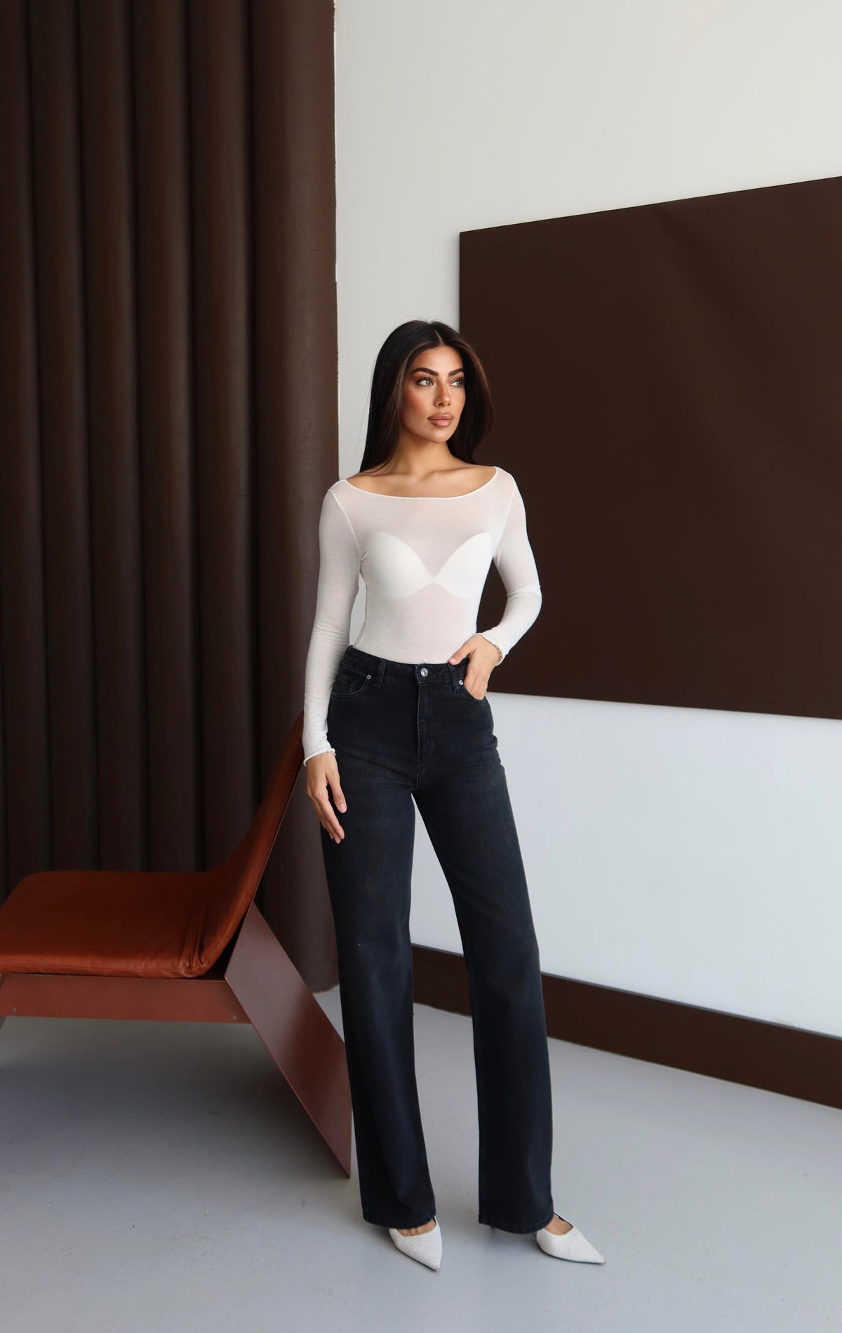 Yüksek Bel Rahat Kalıp Black Black Jean Pantolon