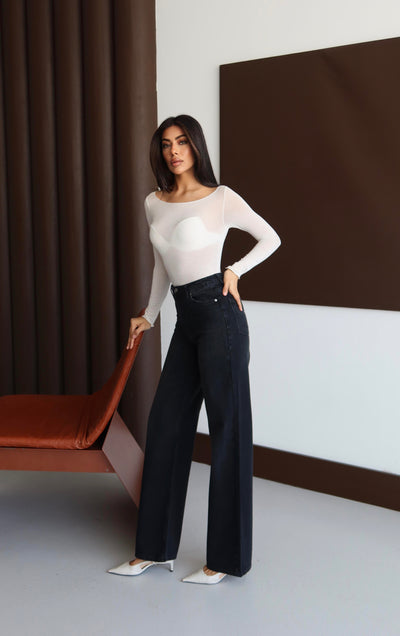 Yüksek Bel Rahat Kalıp Black Black Jean Pantolon