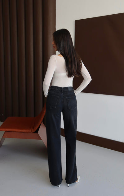 Yüksek Bel Rahat Kalıp Black Black Jean Pantolon
