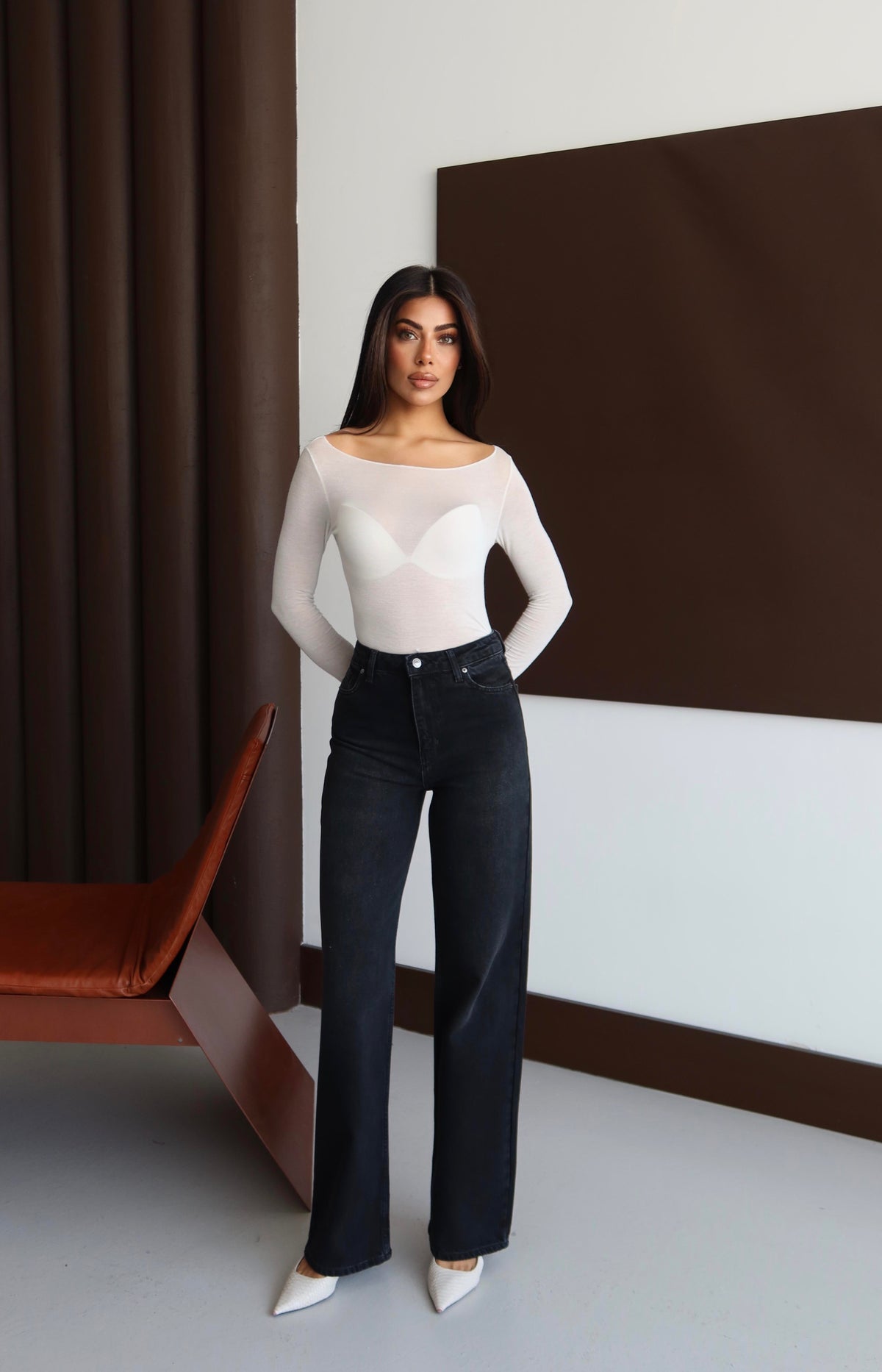 Yüksek Bel Rahat Kalıp Black Black Jean Pantolon