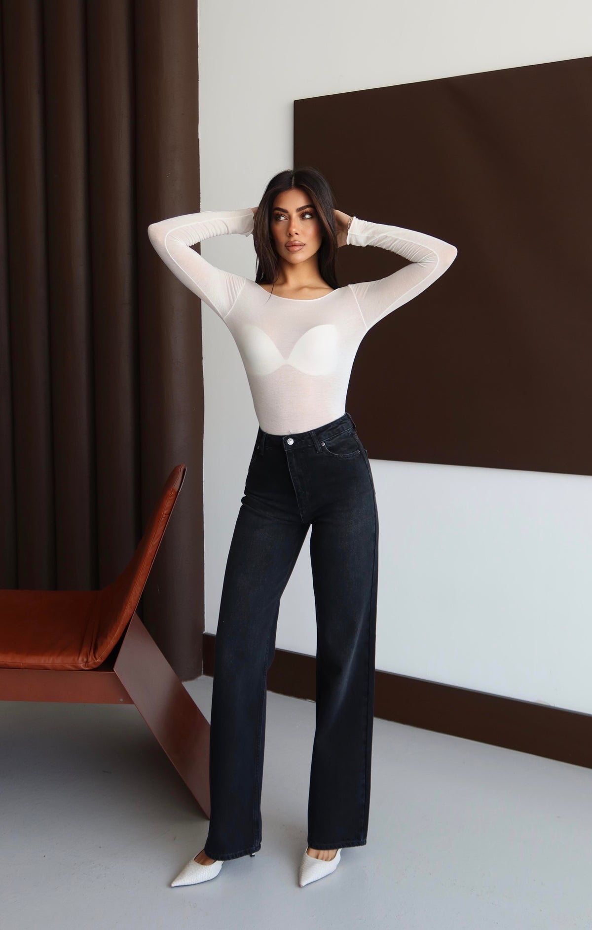 Yüksek Bel Rahat Kalıp Black Black Jean Pantolon