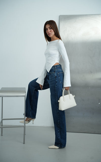 Geniş Paça Wide leg Dark Blue Jean Pantolon