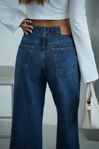 Geniş Paça Wide leg Dark Blue Jean Pantolon