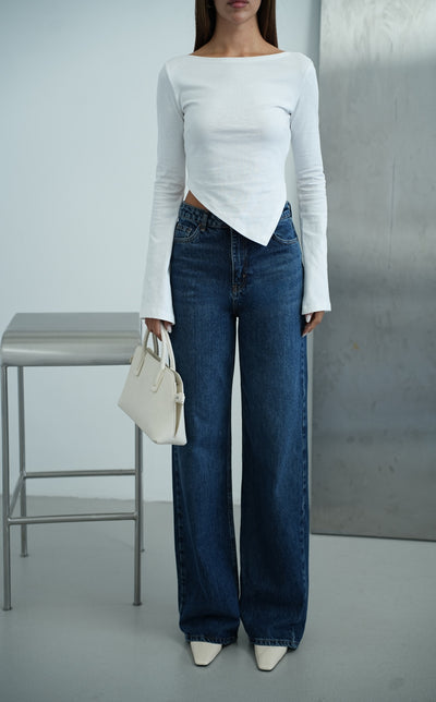 Geniş Paça Wide leg Dark Blue Jean Pantolon