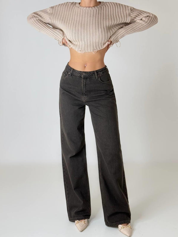 Geniş Paça Wide leg Brown Jean Pantolon