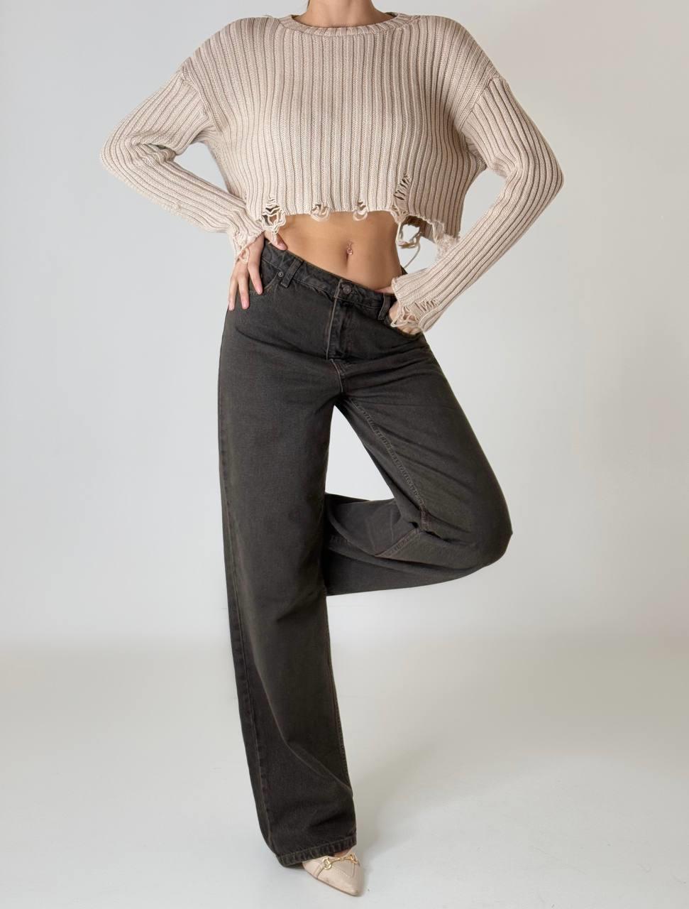 Geniş Paça Wide leg Brown Jean Pantolon