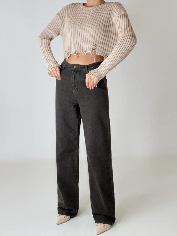 Geniş Paça Wide leg Brown Jean Pantolon
