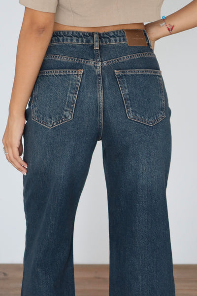 Yüksek Bel Bol Kesim  Kahve Tint Jean Pantolon