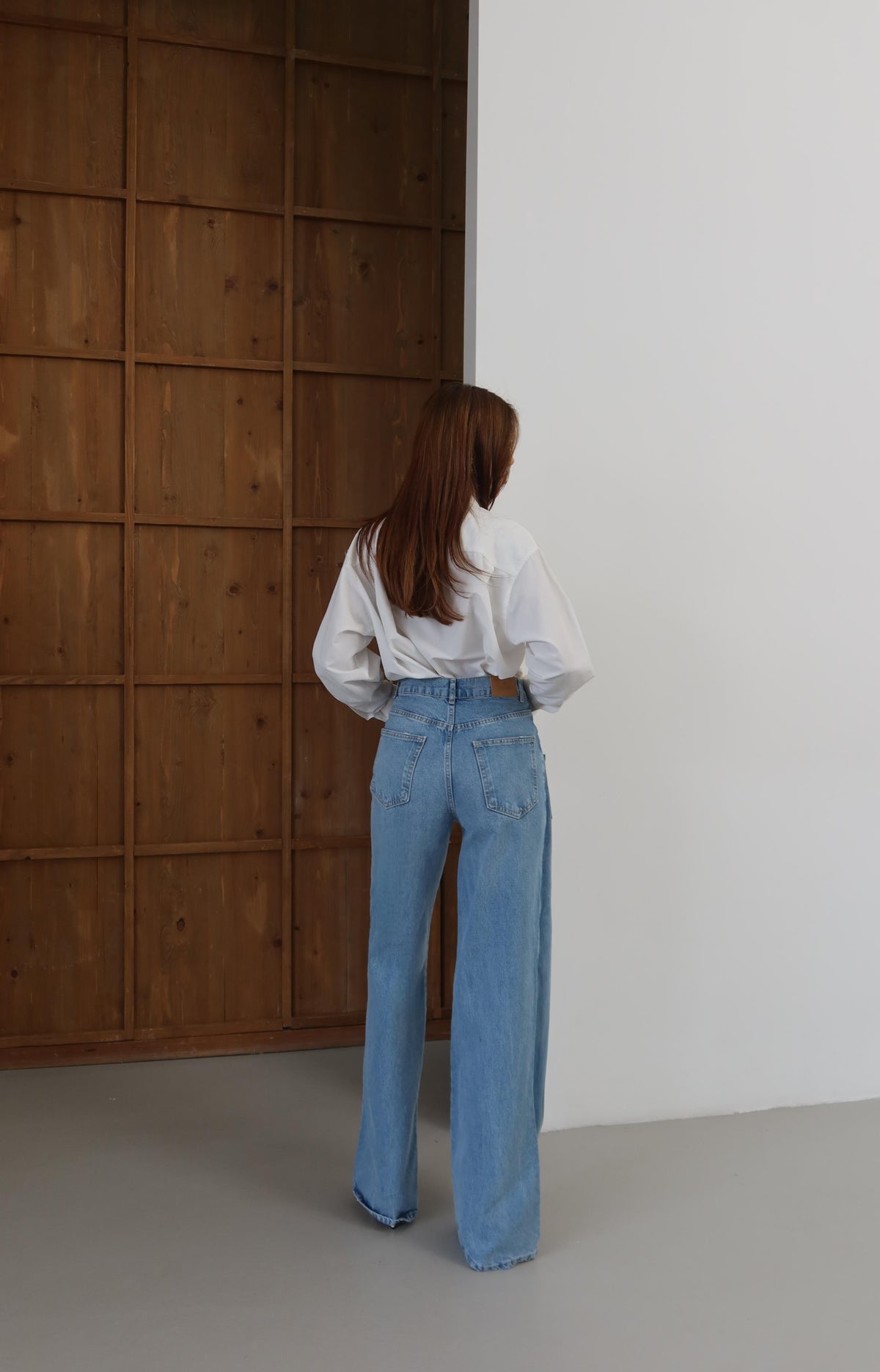 Yüksek Bel Ön Çapraz Kapama Detaylı Blue Jean Pantolon