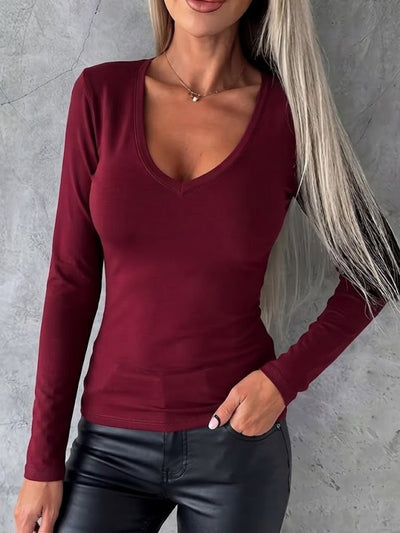 Women's Long-Sleeve V-Neck Viscose Blouse, 38784