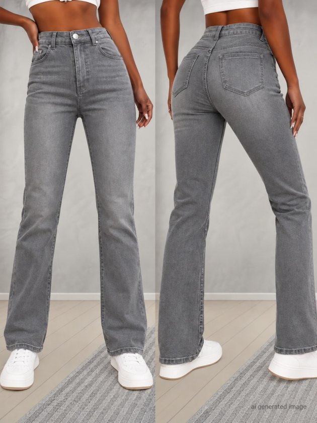 Women's High-Waisted Jeans with Pocket Detail, 39341