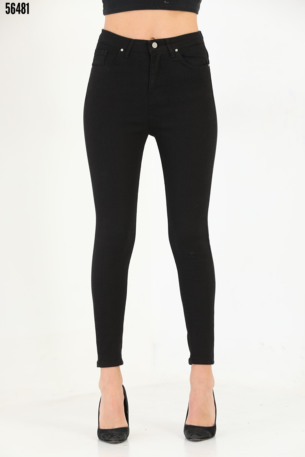 Blugi din denim legendari cu talie înaltă, elastici, antracit, 92cm, 38180