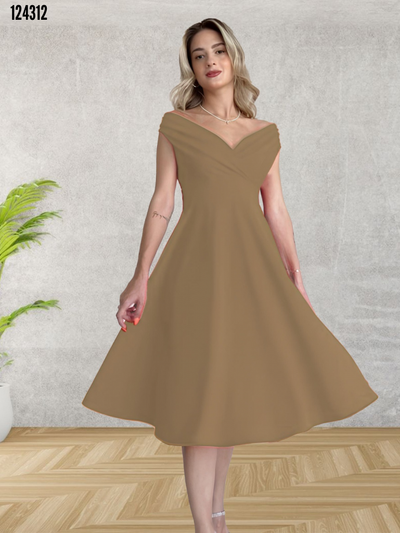 Rochie din crep cu mânecă scurtă, guler petrecut și volane, 38250