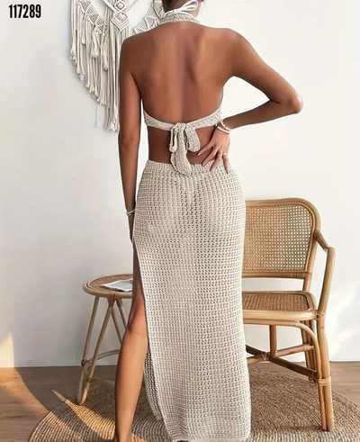 Women's Deep V-Neck Knit Pareo, 39271