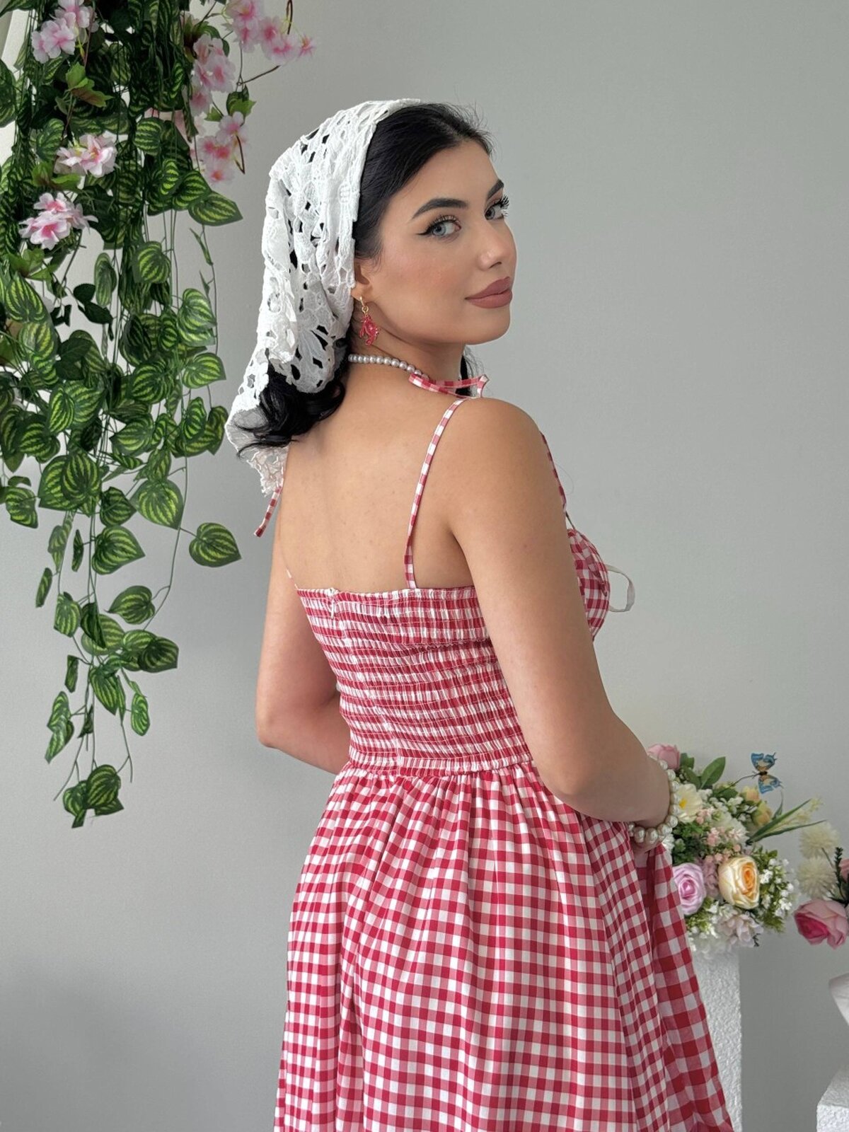 Rochie cu bretele subțiri din fir YUMAK