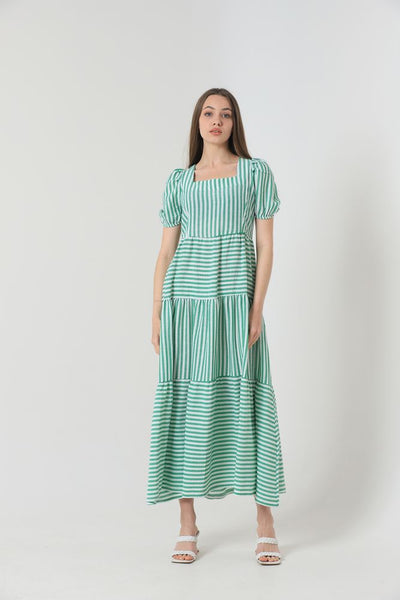 Rochie lungă cu dungi smaralde Topshow, en-gros