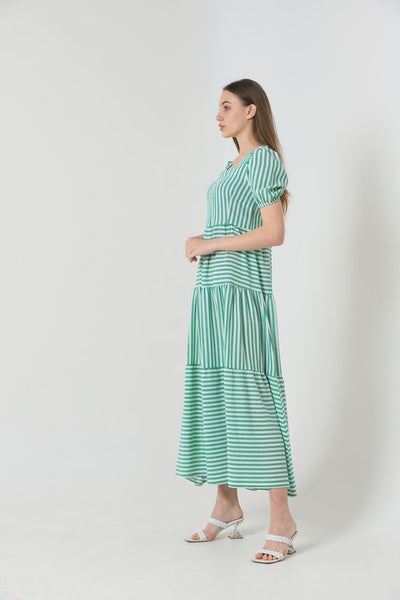 Rochie lungă cu dungi smaralde Topshow, en-gros