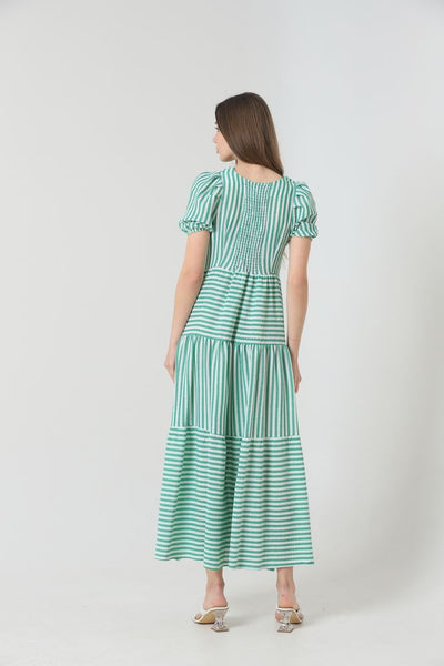 Rochie lungă cu dungi smaralde Topshow, en-gros