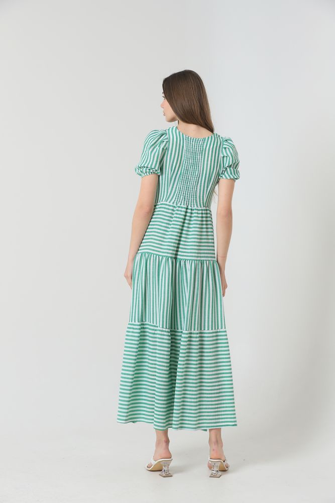 Rochie lungă cu dungi smaralde Topshow, en-gros