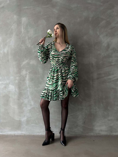 Rochie cu dungi leopard en-gros - Smarald