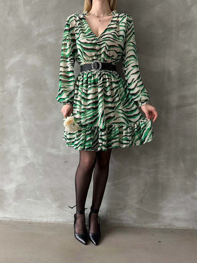 Rochie cu dungi leopard en-gros - Smarald