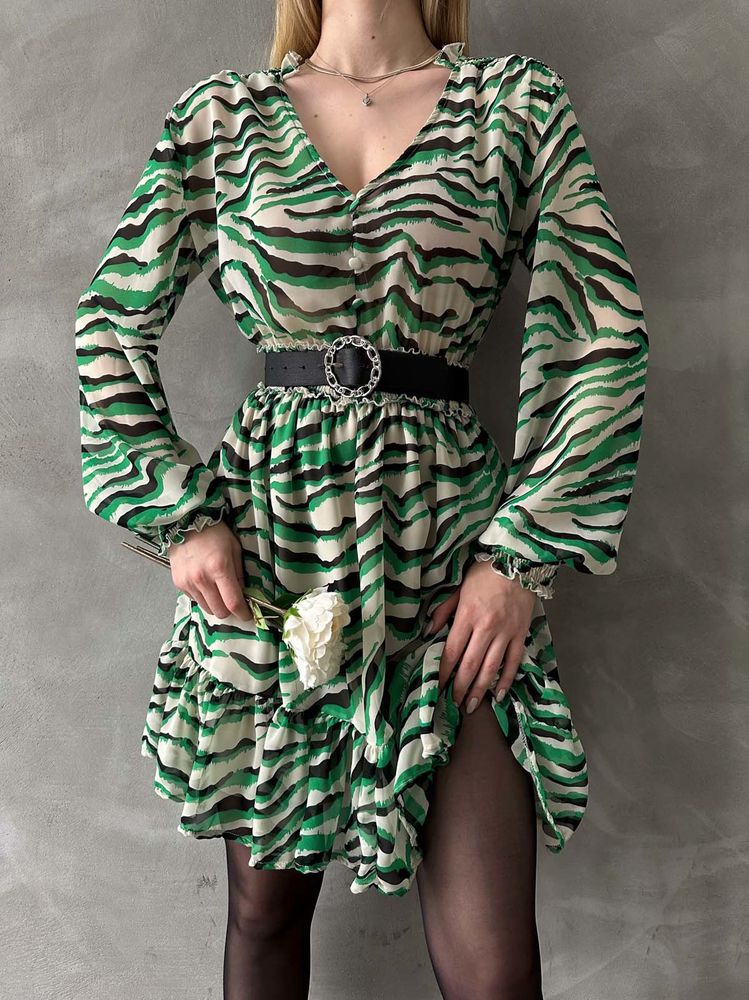 Rochie cu dungi leopard en-gros - Smarald